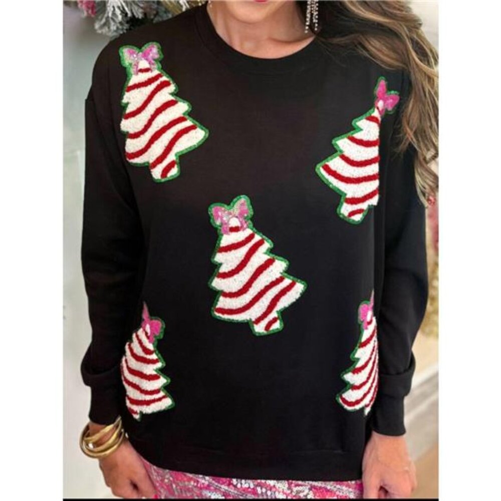 Christmas Tree Sequin Long Sleeve Sweatshirt